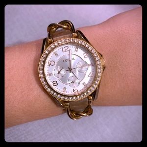 Fossil Rose Tone and Leather Watch